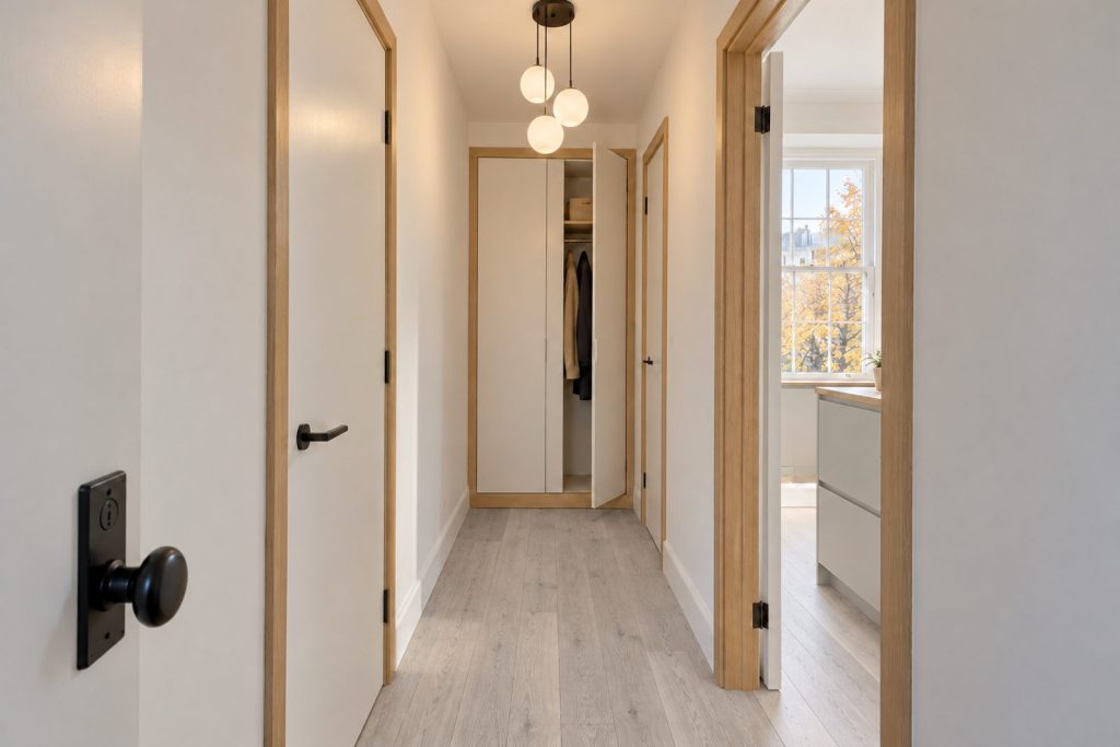 Entrance hall, wide view from the doorway - 1-bedroom flat in Southfields
