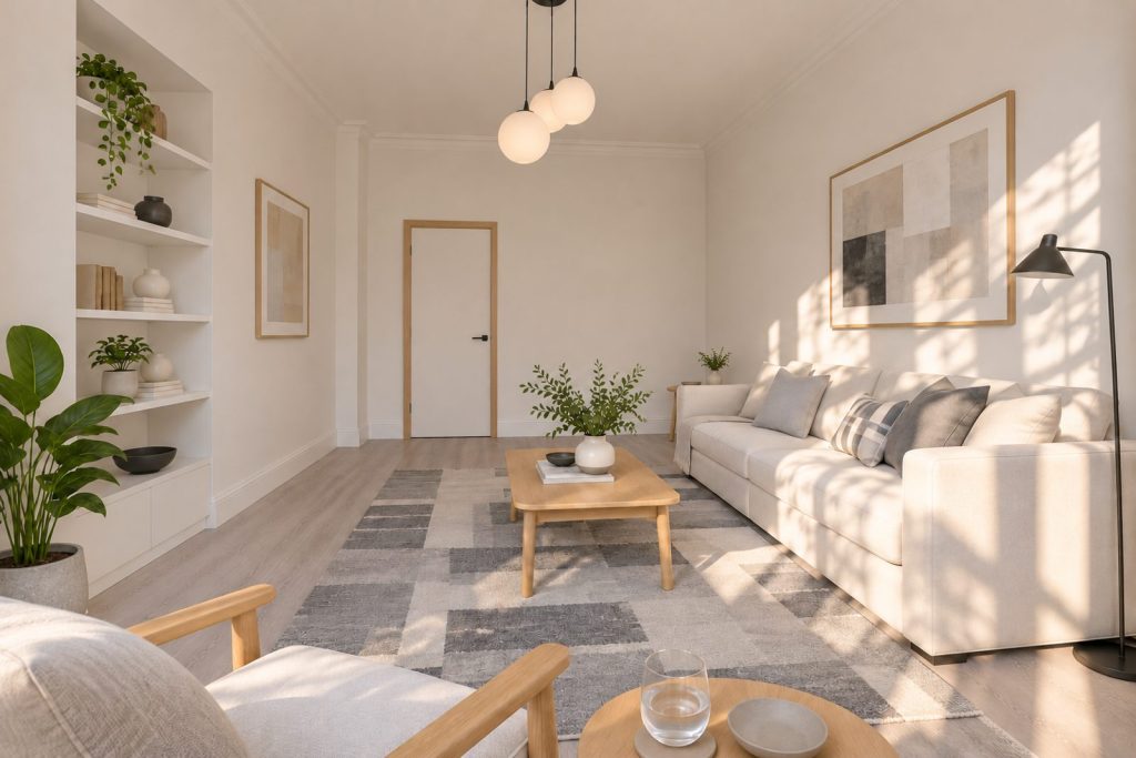 Sitting room, view from the opposite corner - 1-bedroom flat in Southfields