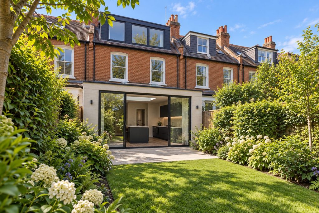 Rear garden, the garden looking back toward the house - 4-bedroom terraced house in Brixton
