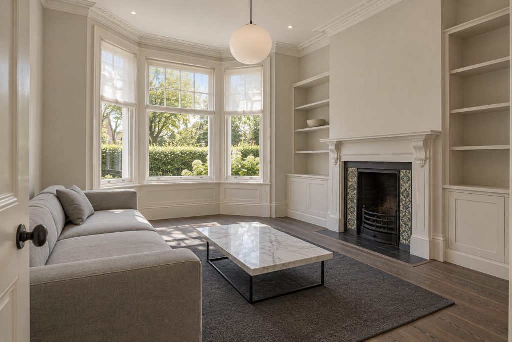 Sitting room, wide view from the doorway - 4-bedroom terraced house in Brixton