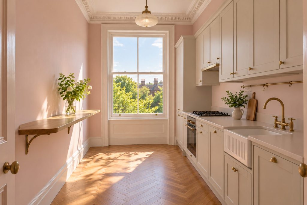 Kitchen, wide view from the doorway - 3-bedroom flat in Brixton