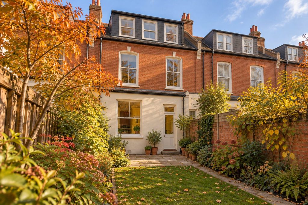 Rear garden, the garden looking back toward the house - 4-bedroom terraced house in Putney