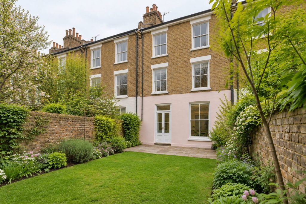 Rear garden, the garden looking back toward the house - 4-bedroom town house in Putney