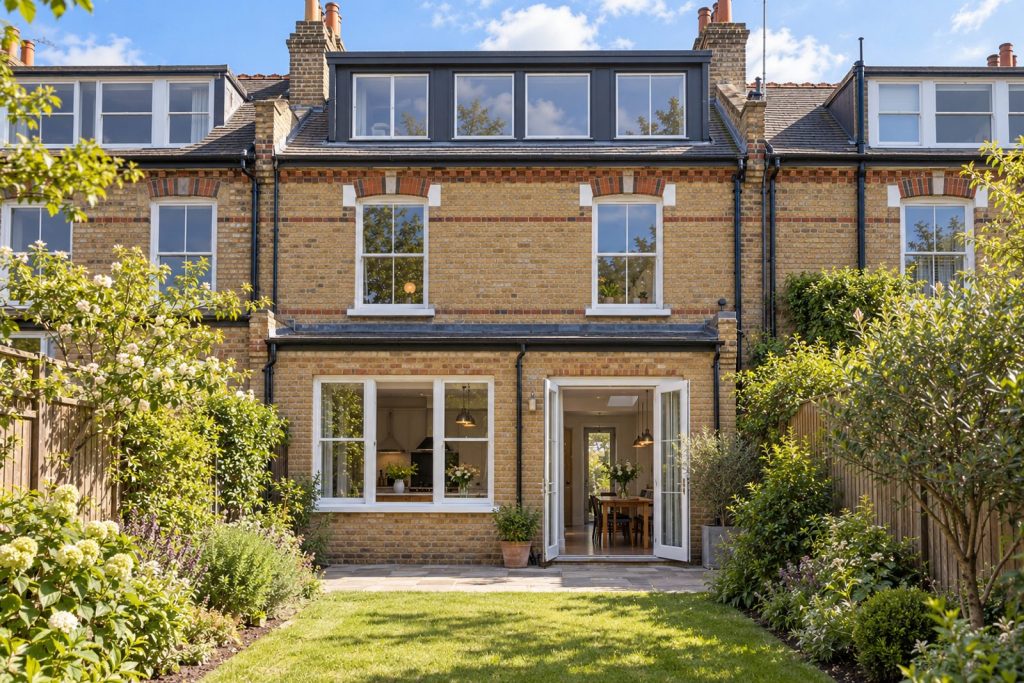 Rear garden, rear elevation seen from the garden - 5-bedroom terraced house in Wandsworth