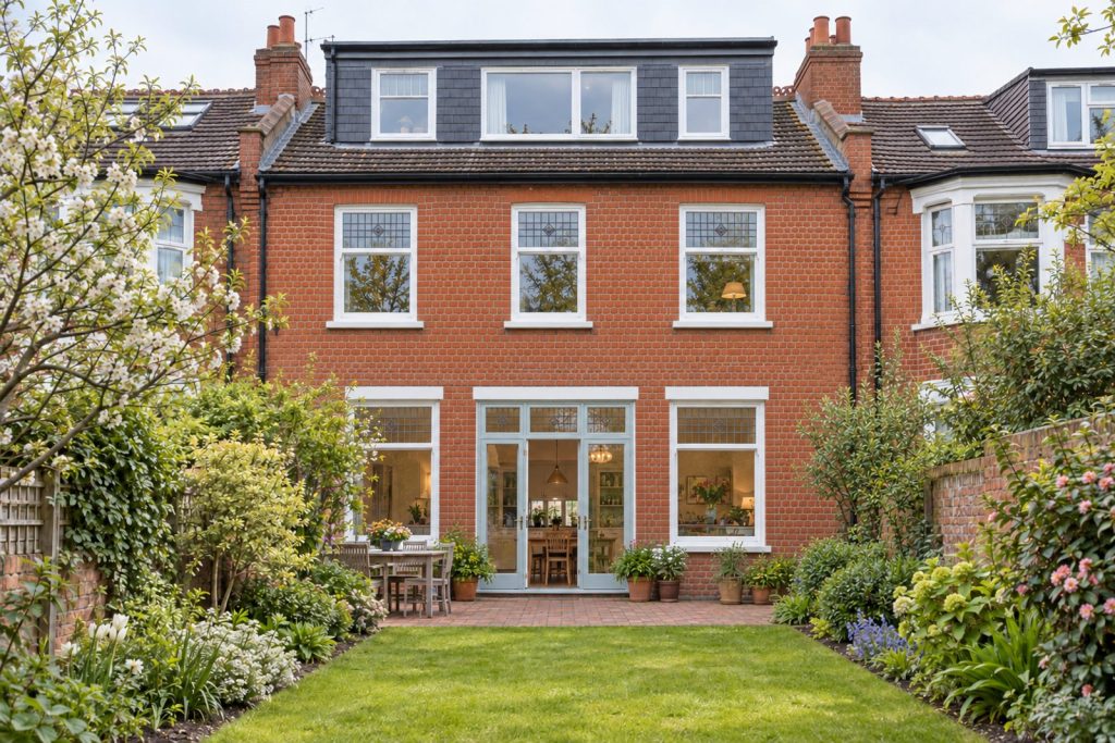 Rear garden, rear elevation seen from the garden - 5-bedroom terraced house in Putney