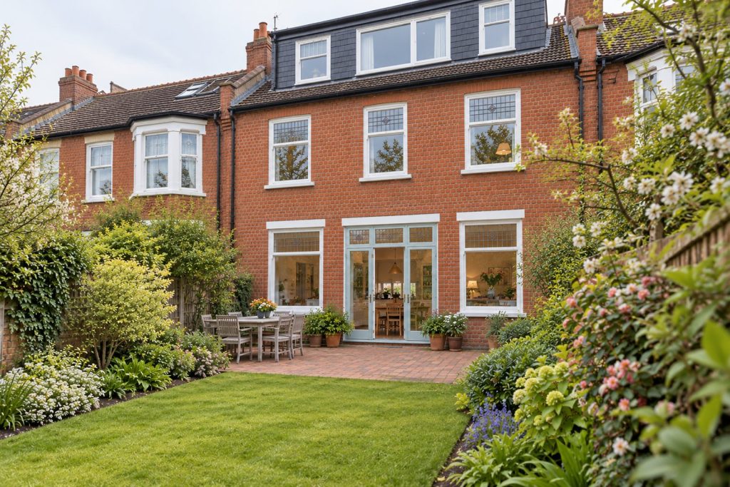 Rear garden, the garden looking back toward the house - 5-bedroom terraced house in Putney