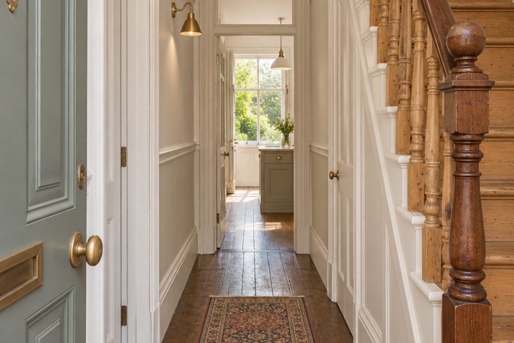 Hall, wide view from the doorway - 4-bedroom terraced house in Battersea