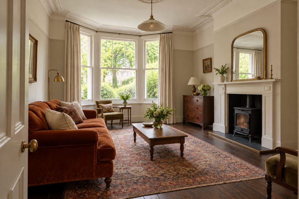 Sitting room, wide view from the doorway - 4-bedroom terraced house in Battersea