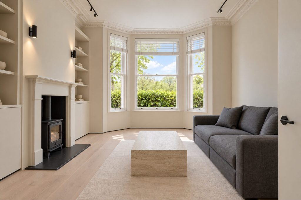 Sitting room, wide view from the doorway - 4-bedroom terraced house in Tooting