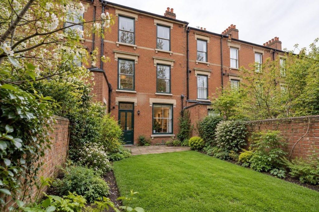 Rear garden, the garden looking back toward the house - 4-bedroom town house in Wandsworth
