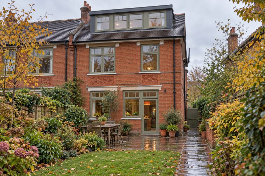 Rear garden, rear elevation seen from the garden - 4-bedroom semi-detached house in Battersea