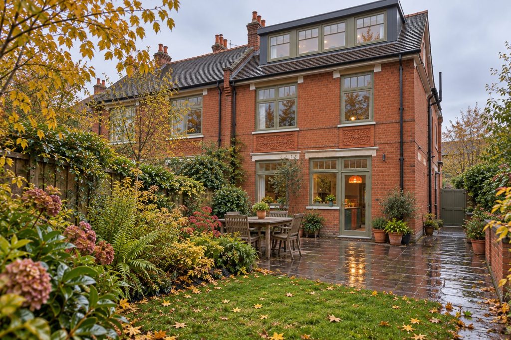 Rear garden, the garden looking back toward the house - 4-bedroom semi-detached house in Battersea