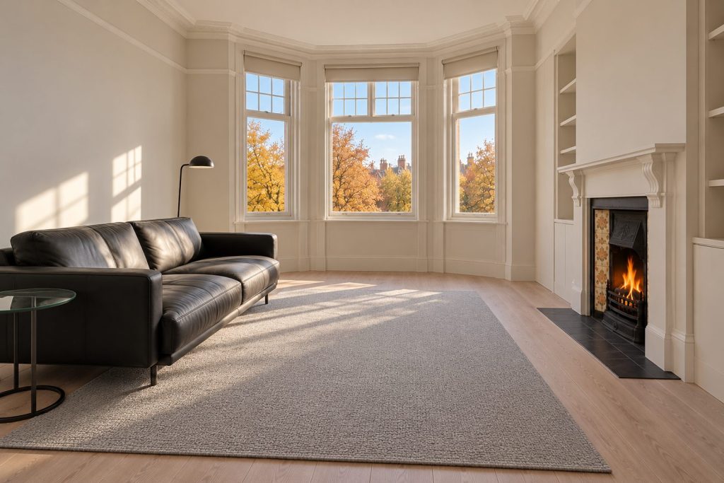 Sitting room, view toward the window - 2-bedroom flat in Clapham