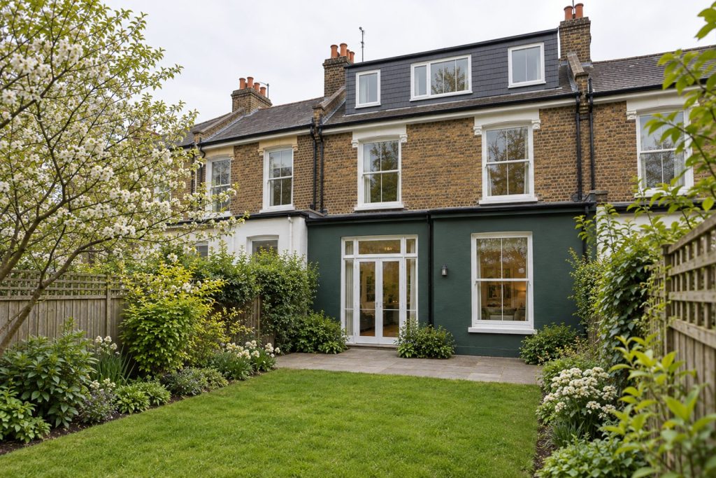 Rear garden, the garden looking back toward the house - 4-bedroom terraced house in Putney