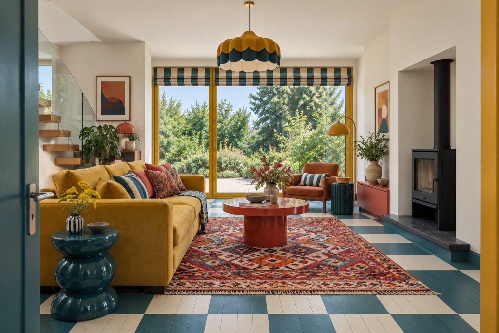 Living room, wide view from the doorway - 4-bedroom terraced house in Fulham
