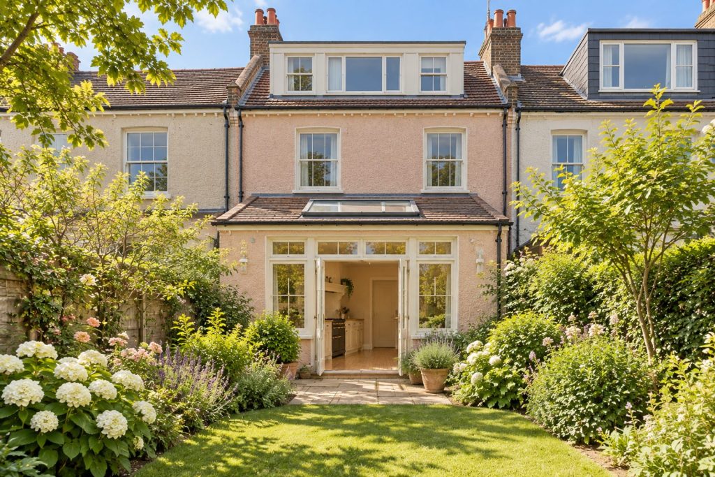 Rear garden, rear elevation seen from the garden - 5-bedroom terraced house in Brixton