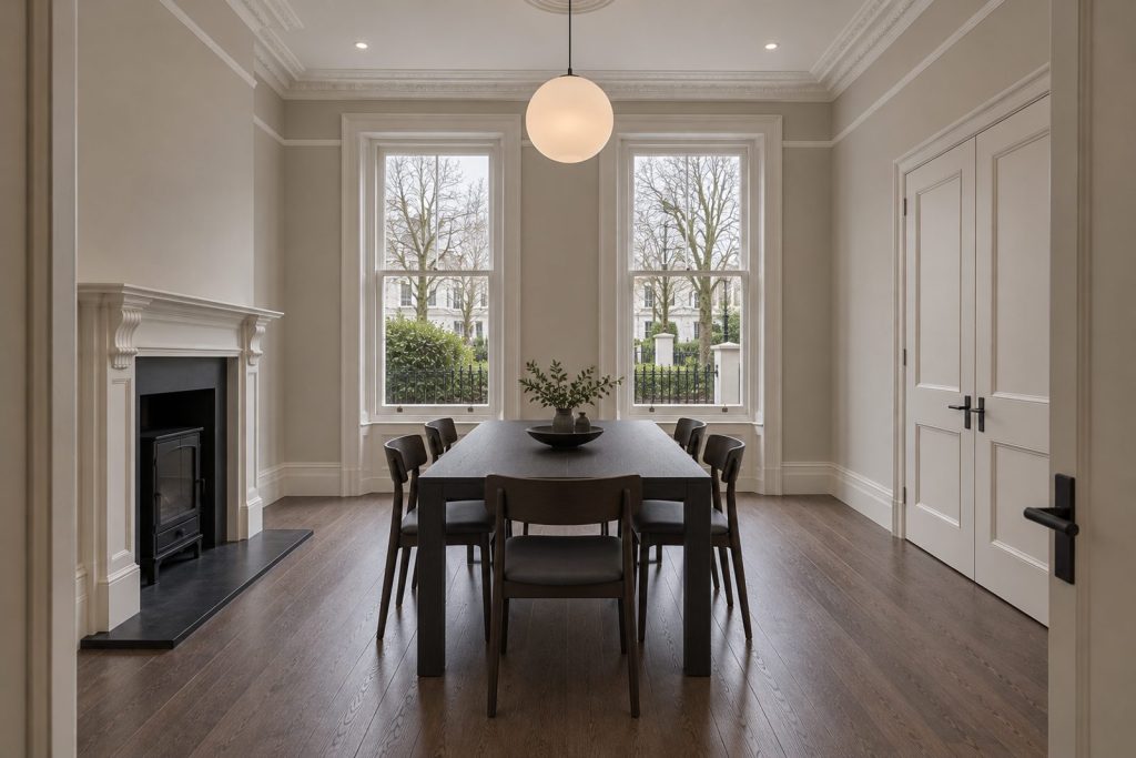 Dining room, wide view from the doorway - 3-bedroom maisonette in Wandsworth