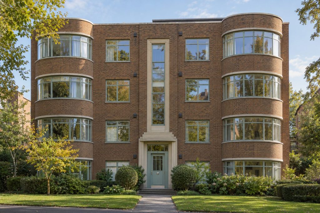 Front exterior, eye-level view of the building and its entrance - 2-bedroom flat in Wandsworth