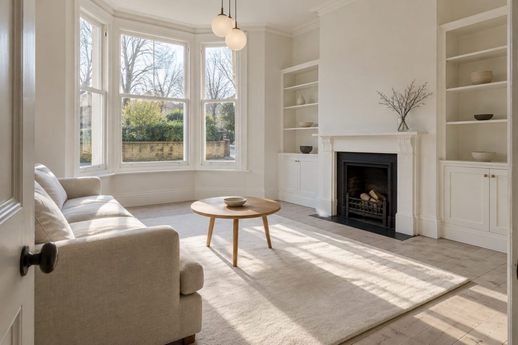 Sitting room, wide view from the doorway - 4-bedroom semi-detached house in Putney