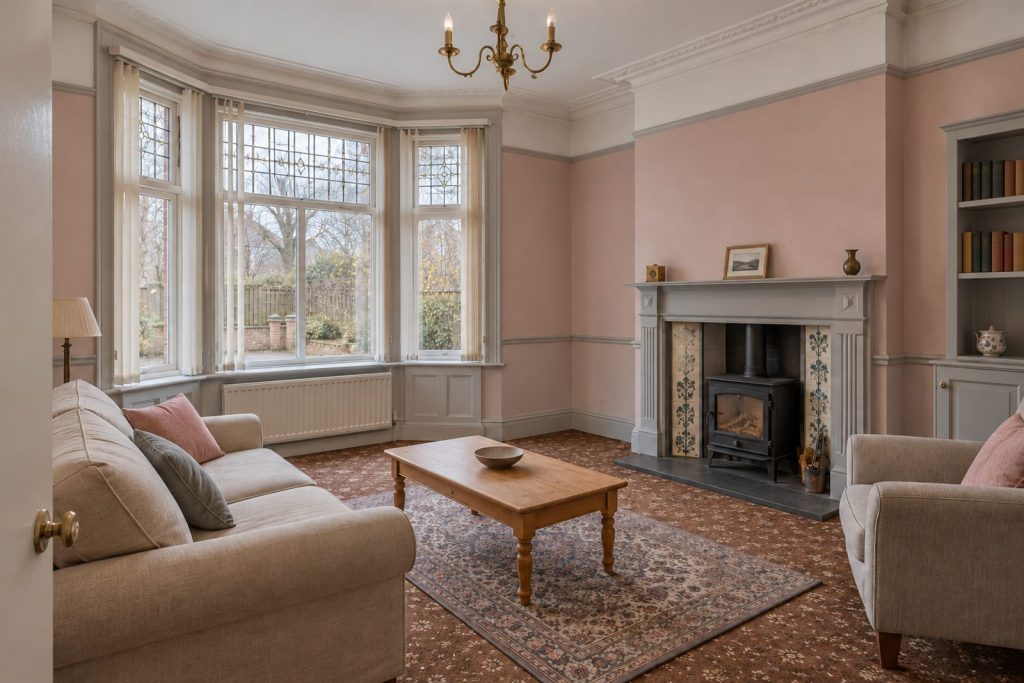 Sitting room, wide view from the doorway - 2-bedroom flat in Southfields