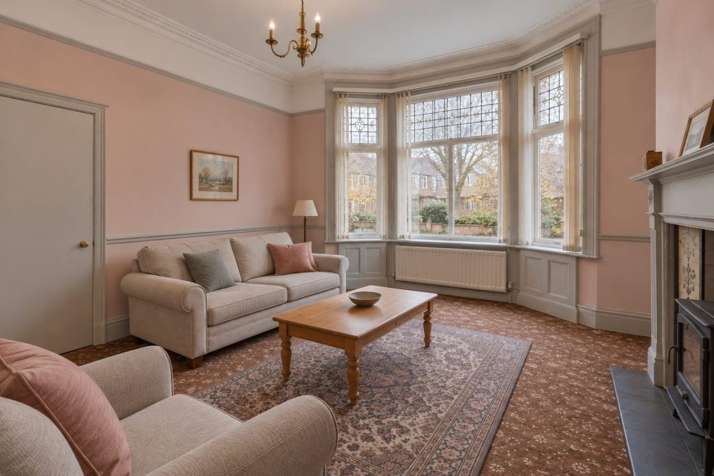 Sitting room, view from the opposite corner - 2-bedroom flat in Southfields