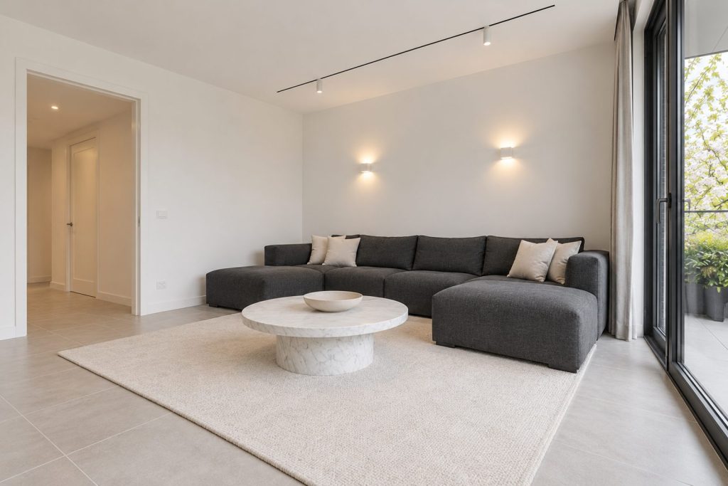 Living room, view from the opposite corner - 2-bedroom flat in Wimbledon