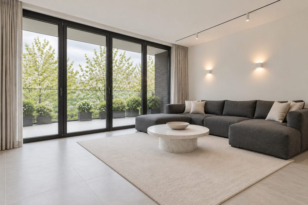 Living room, view toward the window - 2-bedroom flat in Wimbledon