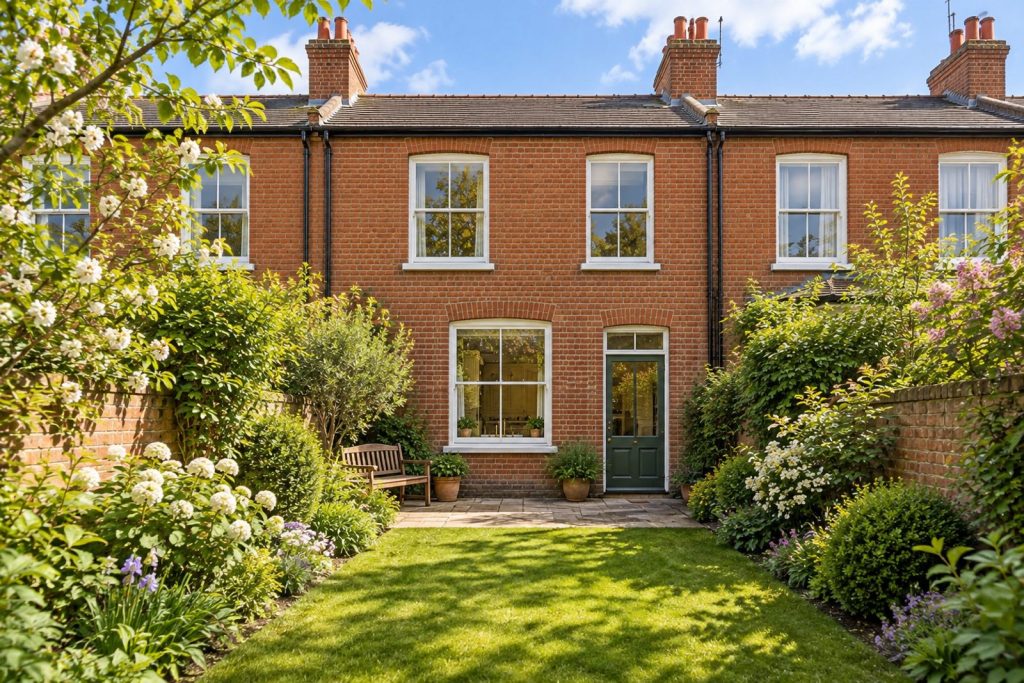 Rear garden, rear elevation seen from the garden - 3-bedroom terraced house in Wimbledon