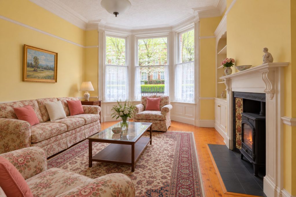 Sitting room, view toward the window - 2-bedroom maisonette in Clapham