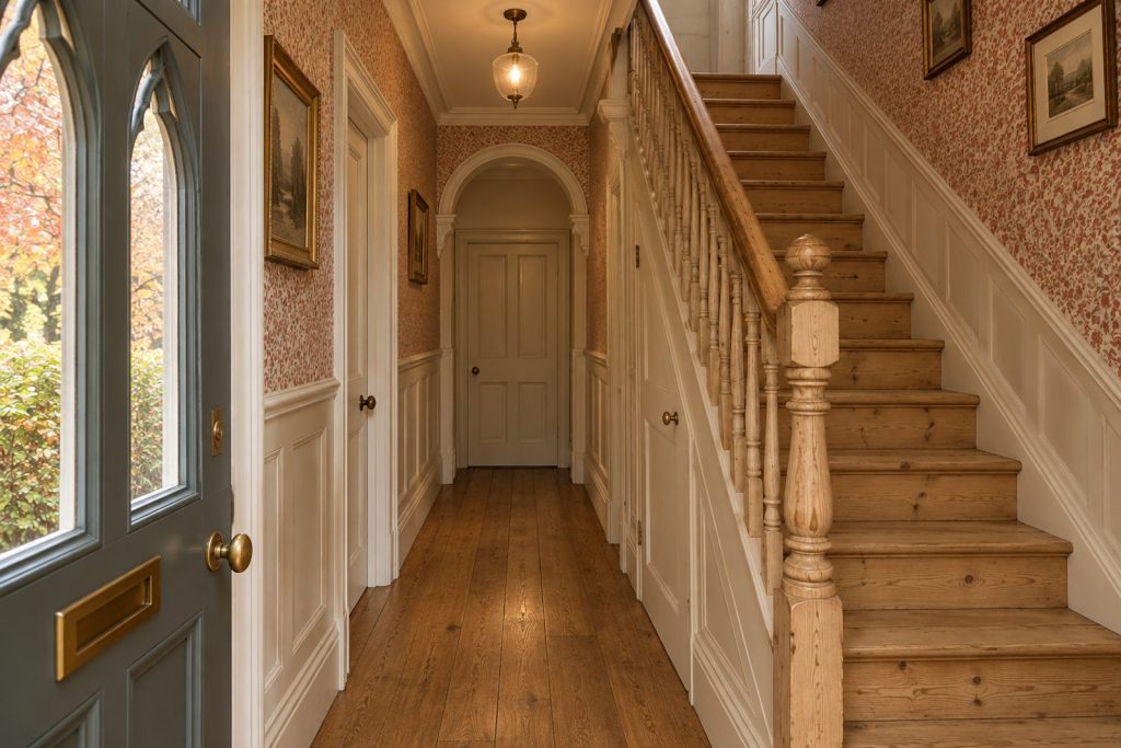 Hall, wide view from the doorway - 2-bedroom cottage in Clapham
