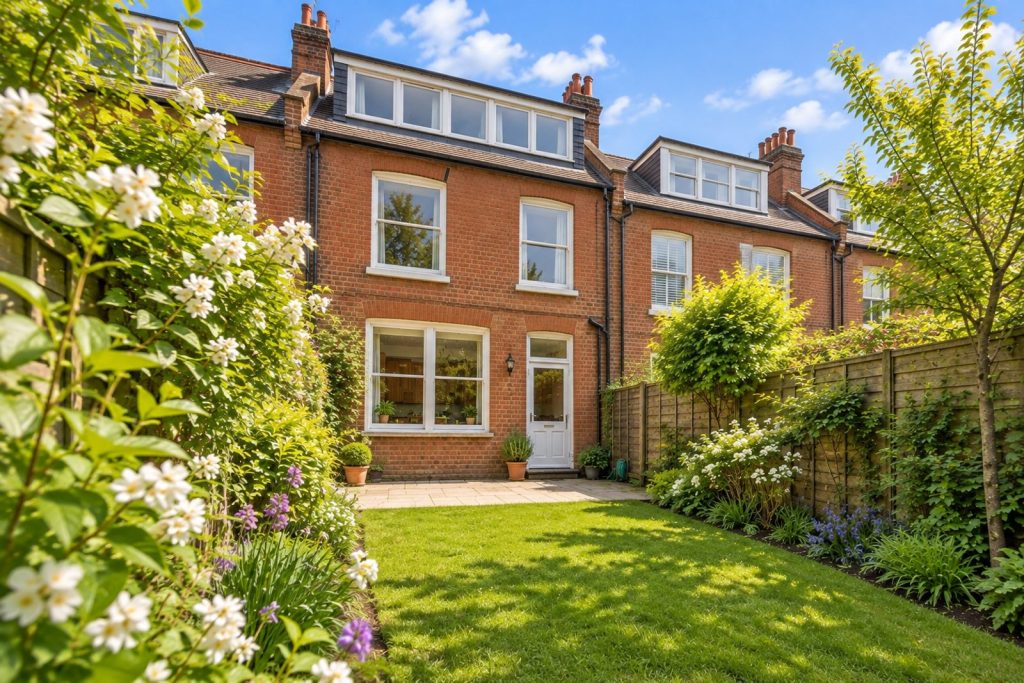 Rear garden, the garden looking back toward the house - 4-bedroom terraced house in Balham