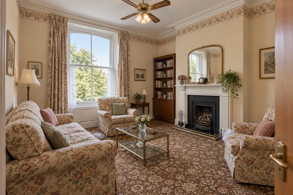 Sitting room, wide view from the doorway - 2-bedroom flat in Putney