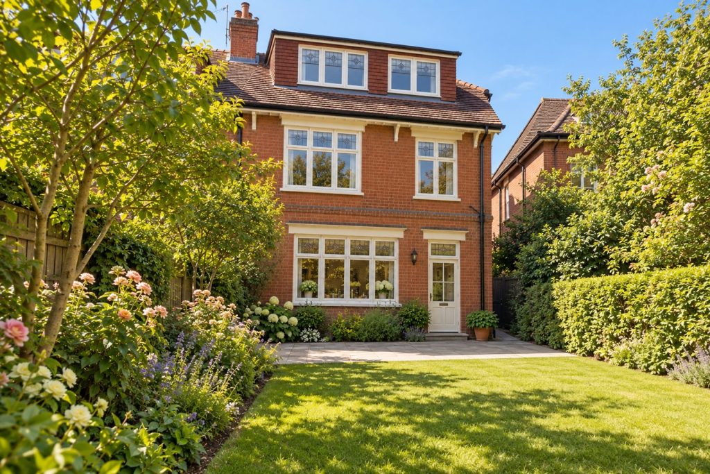 Rear garden, the garden looking back toward the house - 4-bedroom semi-detached house in Clapham