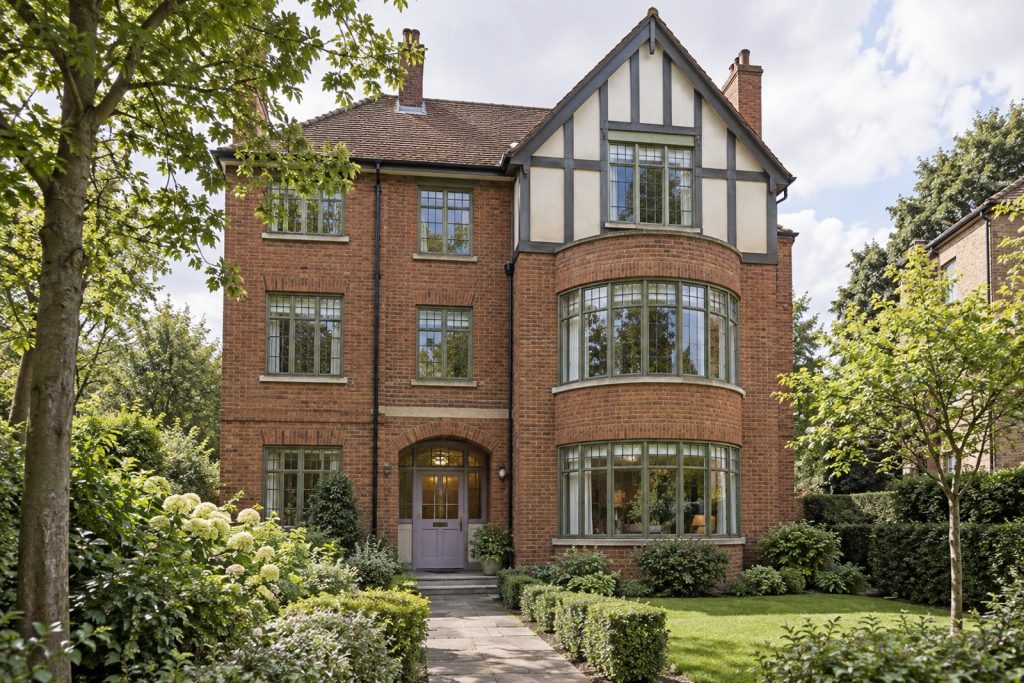 Front exterior, eye-level view of the building and its entrance - 3-bedroom maisonette in Earlsfield