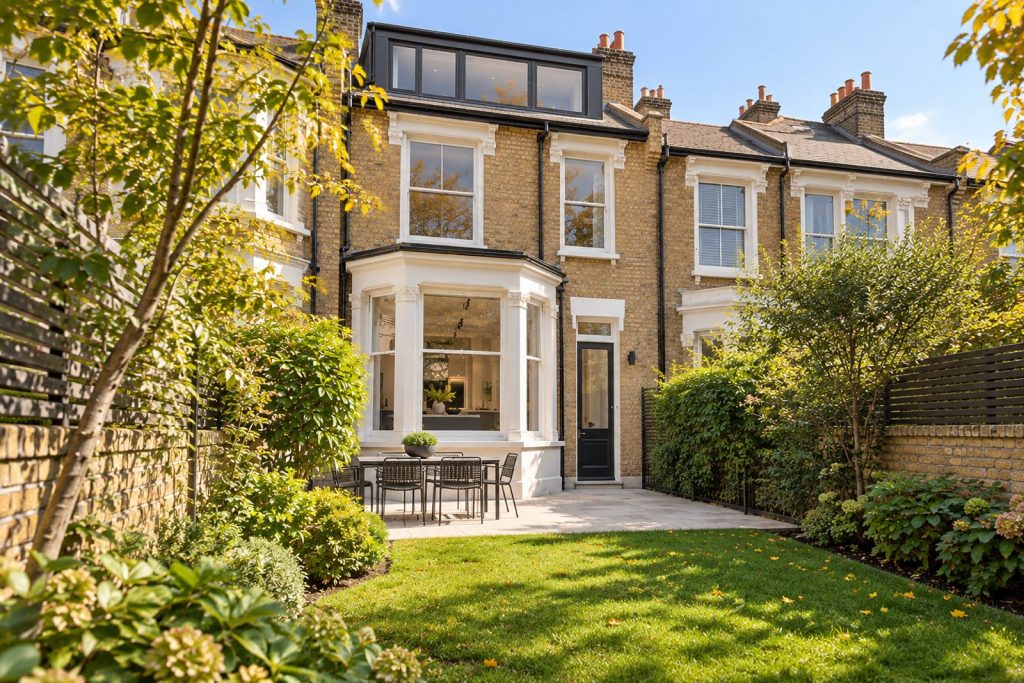 Rear garden, the garden looking back toward the house - 5-bedroom terraced house in Wandsworth