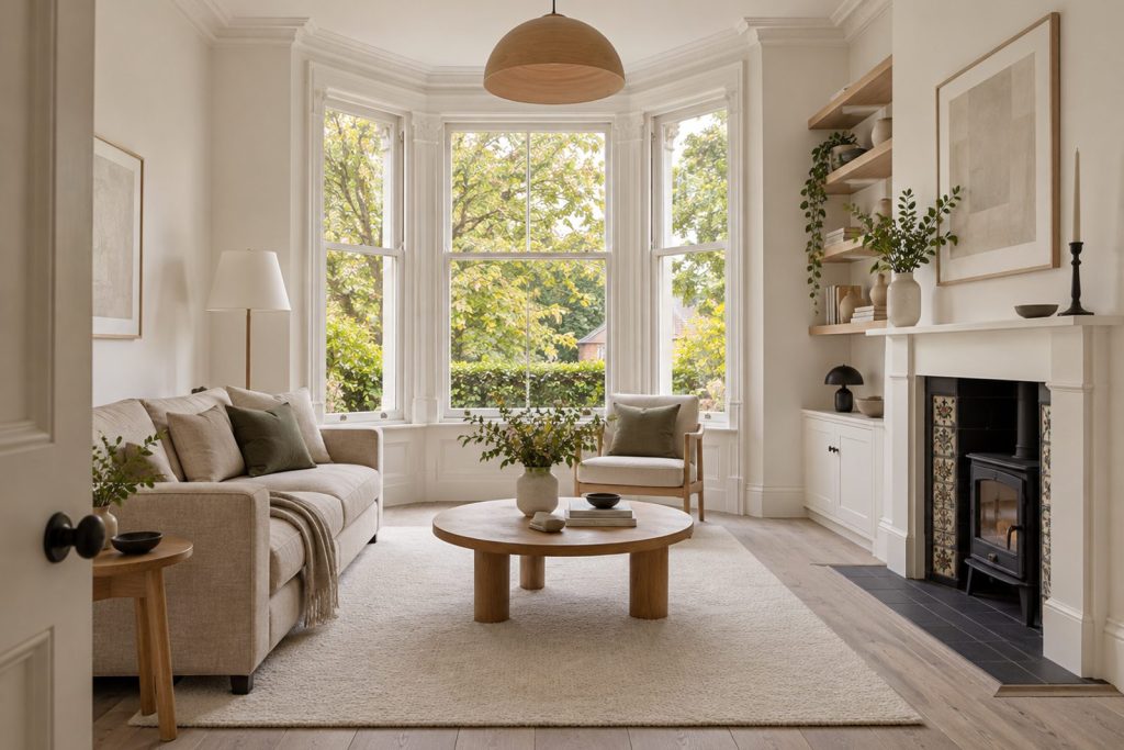 Sitting room, wide view from the doorway - 3-bedroom terraced house in Putney