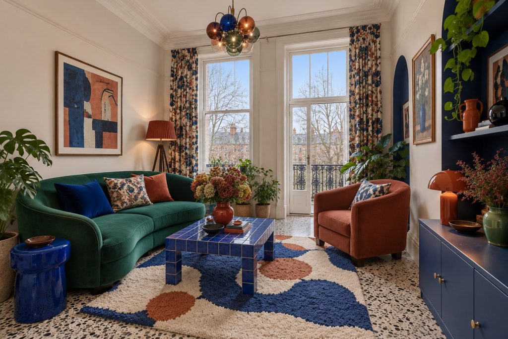 Sitting room, view toward the window - 2-bedroom flat in Fulham