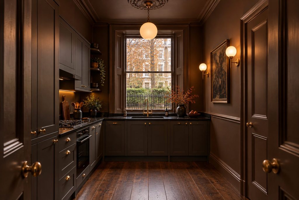 Kitchen, wide view from the doorway - 3-bedroom flat in Wimbledon