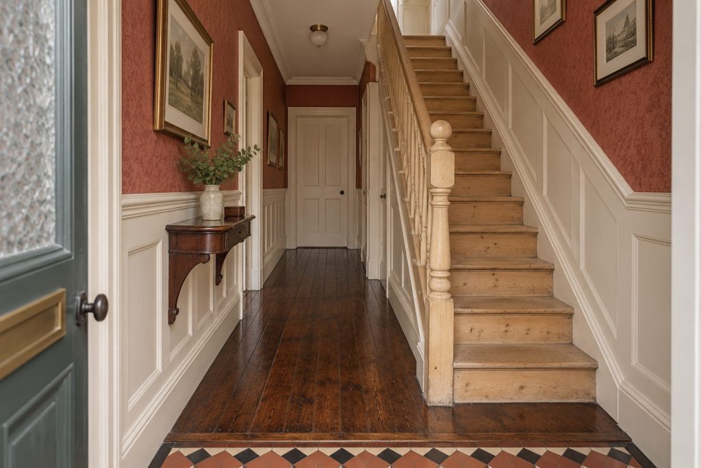 Hall, wide view from the doorway - 4-bedroom terraced house in Battersea