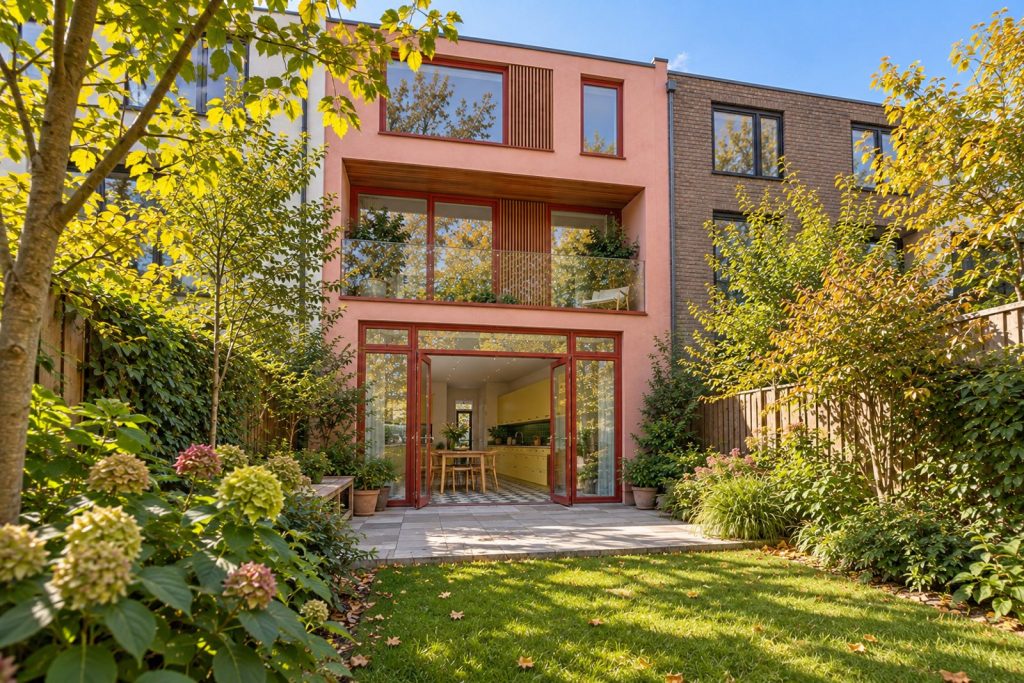 Rear garden, the garden looking back toward the house - 5-bedroom town house in Clapham