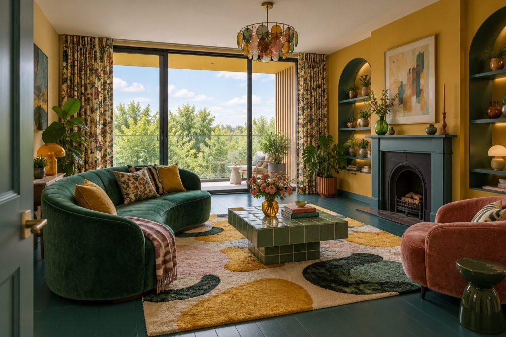 Living room, wide view from the doorway - 2-bedroom flat in Fulham