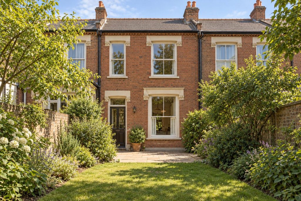 Rear garden, rear elevation seen from the garden - 3-bedroom terraced house in Earlsfield