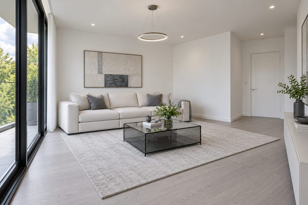 Living room, view from the opposite corner - 2-bedroom flat in Battersea