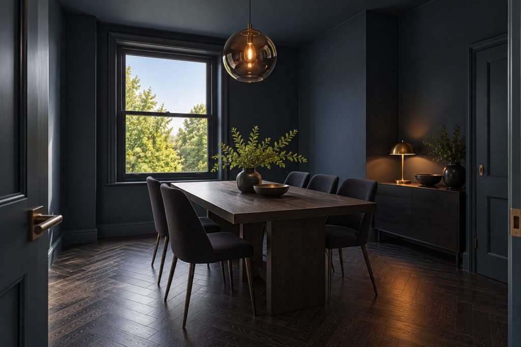 Dining room, wide view from the doorway - 3-bedroom maisonette in Tooting