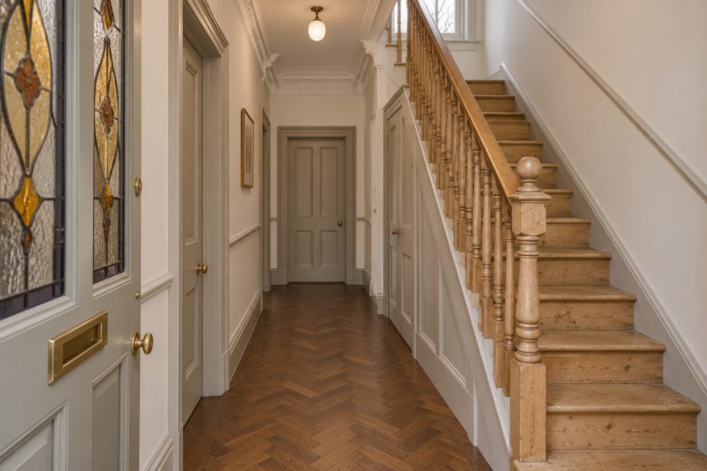 Hall, wide view from the doorway - 4-bedroom terraced house in Fulham