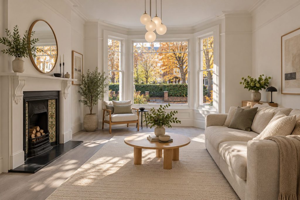 Sitting room, wide view from the doorway - 4-bedroom semi-detached house in Earlsfield