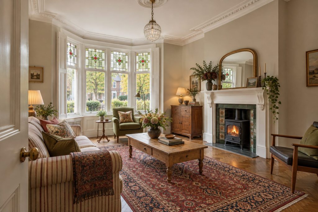 Sitting room, wide view from the doorway - 4-bedroom semi-detached house in Putney