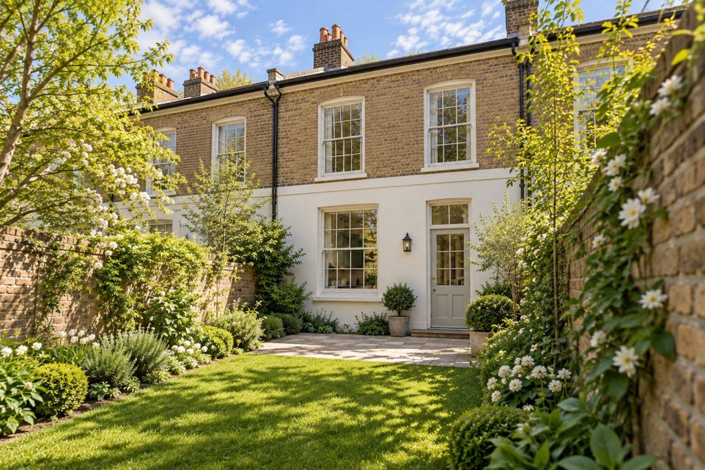 Rear garden, the garden looking back toward the house - 4-bedroom cottage in Battersea