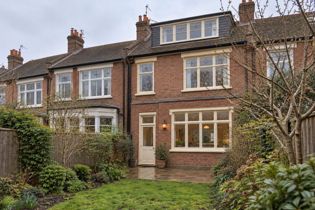 Rear garden, the garden looking back toward the house - 5-bedroom terraced house in Battersea