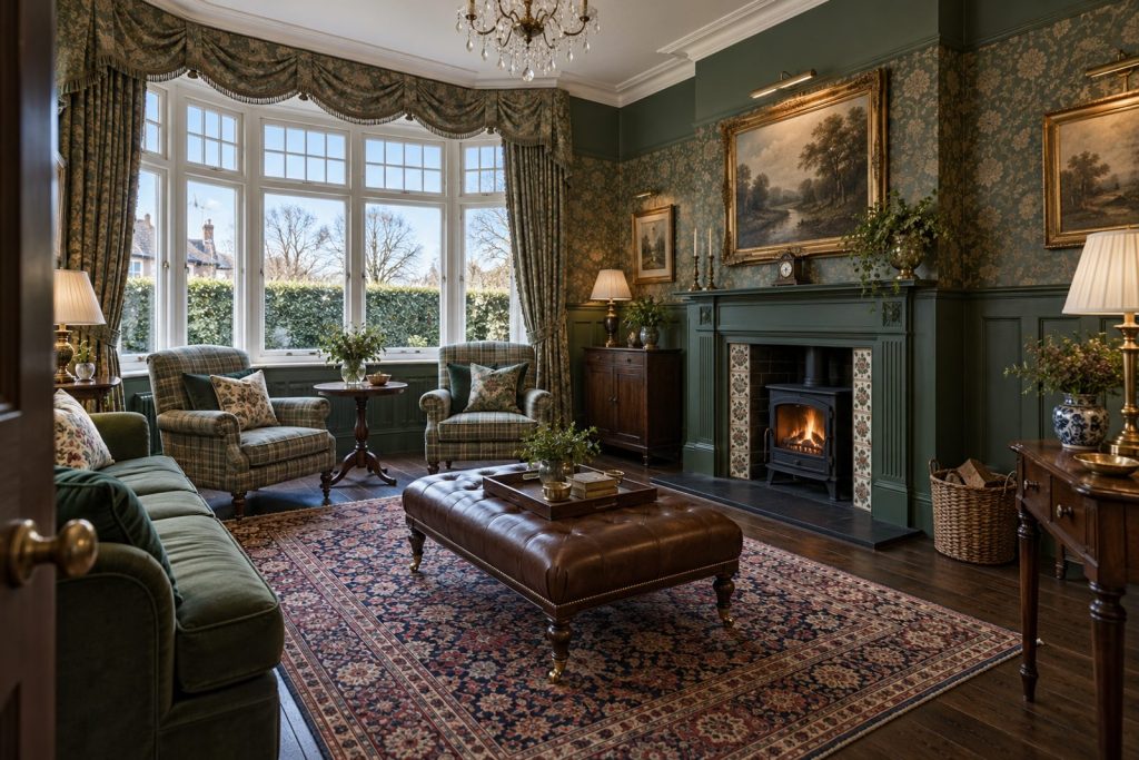 Sitting room, wide view from the doorway - 3-bedroom terraced house in Putney